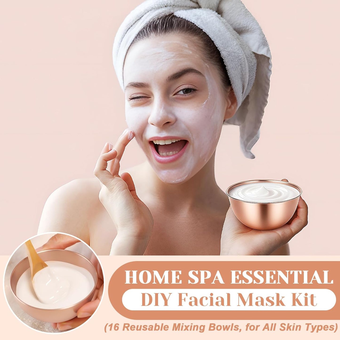 Vesici 16 Pcs Stainless Steel Facial Bowls 3.35 Inches Esthetician Mixing Bowls Esthetician Supplies for Women Skincare Salon Cosmetic Spa Home Use (Rose Gold)