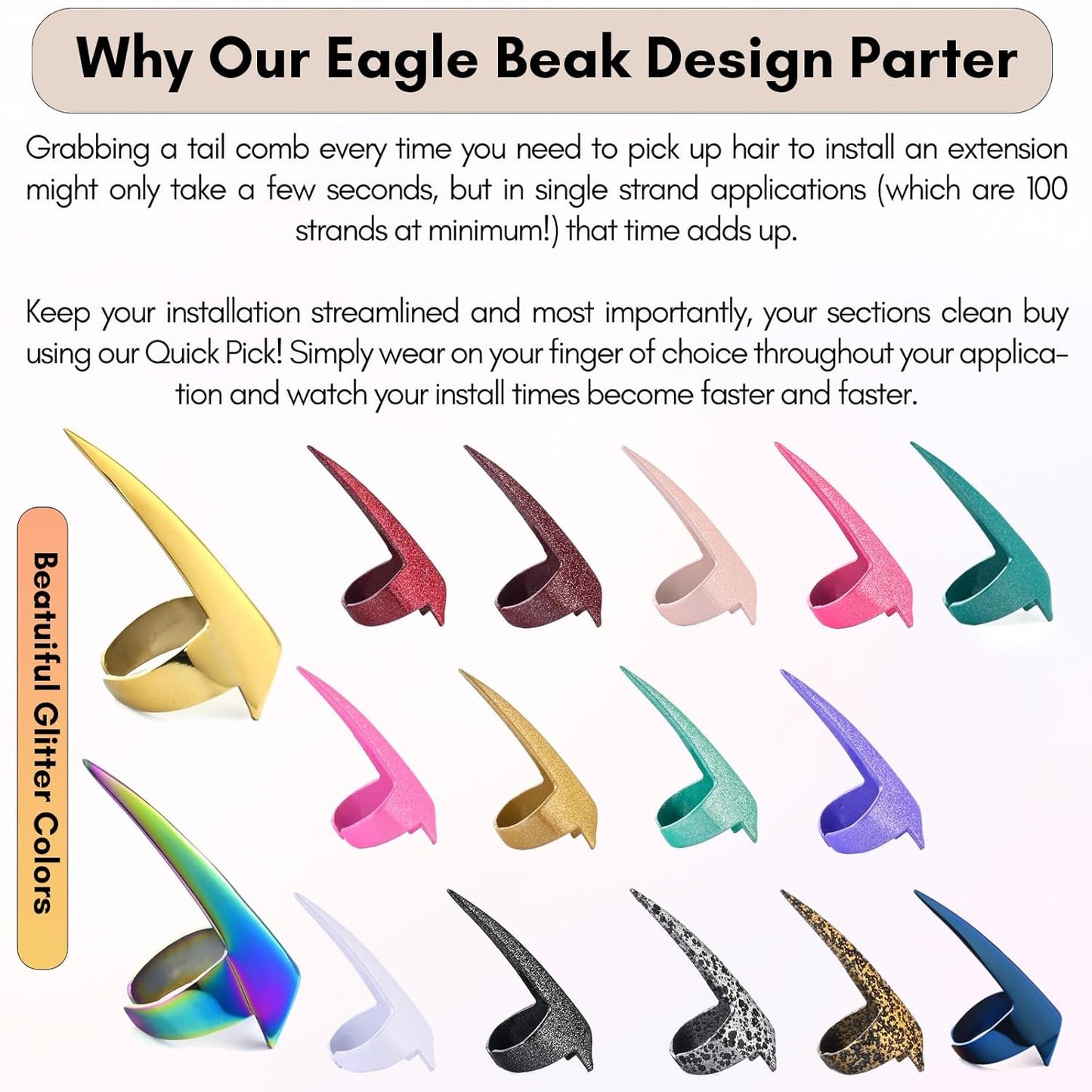 Quick Braid Aid Finger Parting Tool Hair Sectioning Ring - Stainless Steel Stitch Braiding Tools for Durable Dreadlocks Wig, Curling Quick Installation of Weave Human Hair Extensions (Yellow)