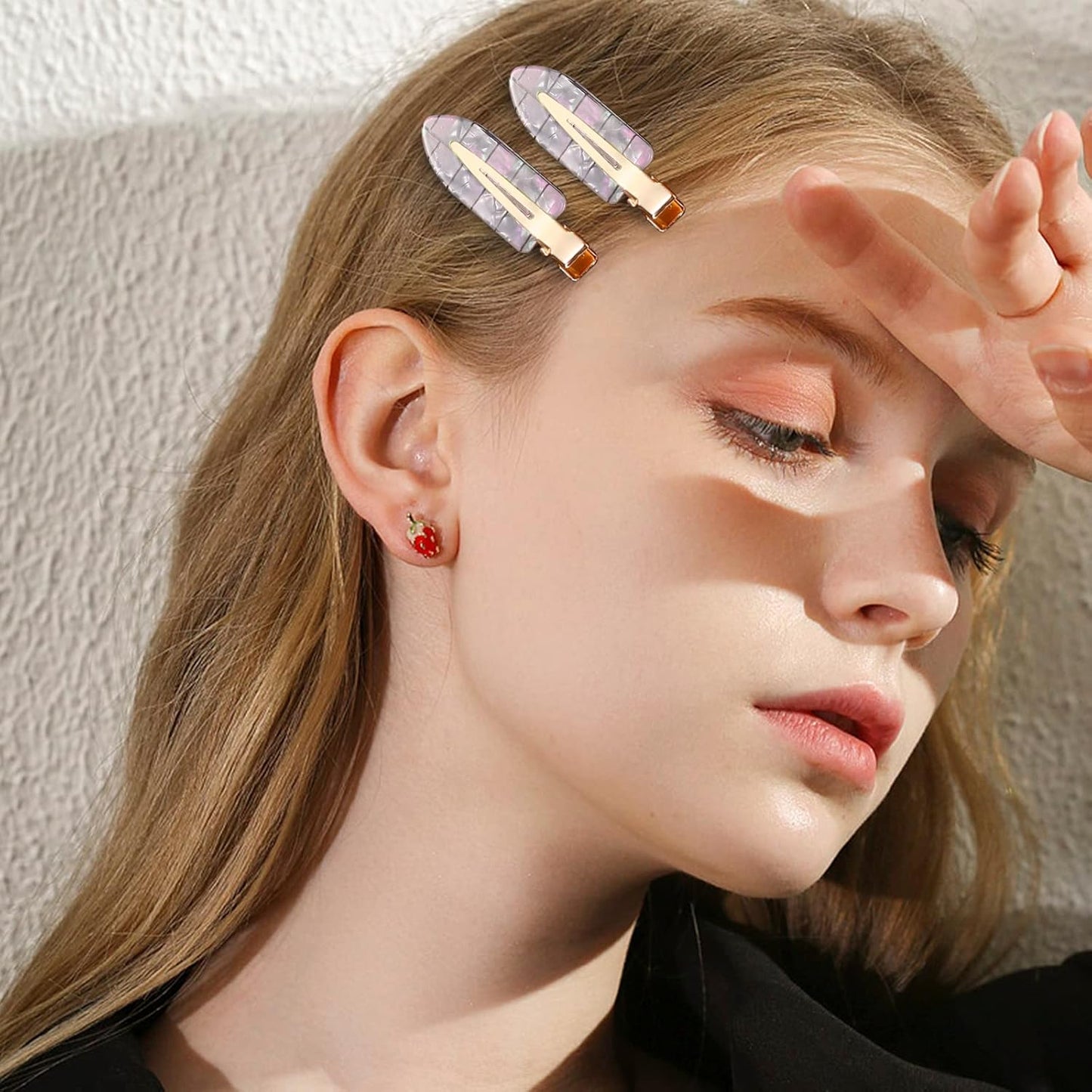 KesaPlan 10PCS No Bend Hair Clips, No Crease Hair Clips for Styling, Acrylic Resin Flat Duckbill Clips, Colorful Bang Seamless Hair Barrette for Women Girls makeup hairstyle Accessories