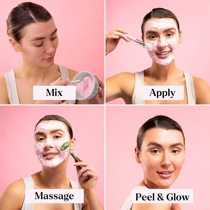 VogueNow Jelly Face Mask for Facials - 24K Gold + Lavender + Hyaluronic Acid (Pack of 3) - Hydrating Brightening & Nourishing - Free Jade Roller & Spatula - Professional Hydrojelly Masks - 69 Oz Jar