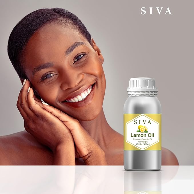 Siva Lemon Essential Oil - 16 Fl Oz – Natural Lemon Oil - for Diffuser, Face, Skin Care, Aromatherapy, Hair Care, Scalp and Body Massage