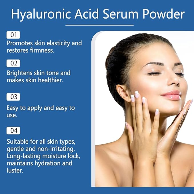 Hyaluronic Acid Powder, Hyaluronic Acid Serum, Anti-Aging Skincare, Water Soluble, Skin Hydration and Moisture Support