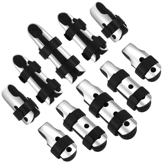 BBTO 10 Pieces Finger Splints Metal Padded Support Finger Stabilizer with Soft Foam Interior and Loop Straps, 3 Sizes(10 Pieces,Black)