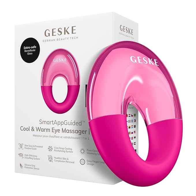 SmartAppGuided™ Cool & Warm Eye Massager | 7 in 1 | Multifunctional Massager | Eyes & Face | Battery-free Cooling & Warming | Firms, Relaxes & De-Puffs Skin | Ring-shaped Design for Easy Grip