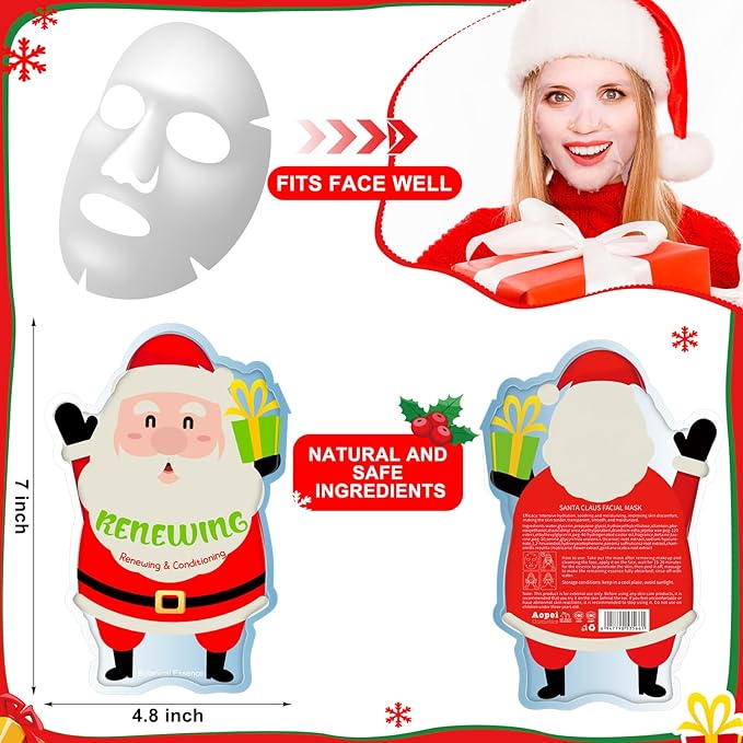 Timgle 36 Pcs Christmas Stocking Stuffers Bulk Facial Masks Skincare Face Sheet Masks Holiday Gifts for Women, Fragrance Hydrating Face Mask Spa Gifts Bulk for Coworker Adults Stocking Stuffer
