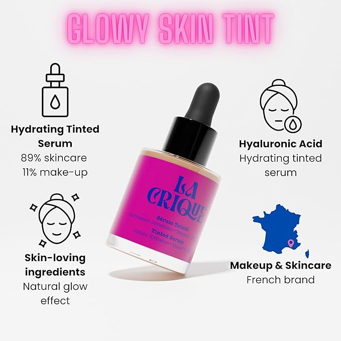 Tinted Serum - Hydrating Face Serum with Hyaluronic Acid - Skin Tint - Lightweight Foundation for Skin Glow - 99% Natural Ingredients - Vegan Makeup & Skincare - 1.0 Fl Oz - 01 Fair