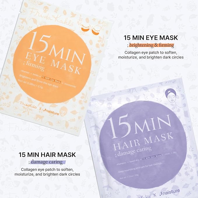 Frida Kahlo 15 Min Pamper Me Kit by Naisture – Korean Spa and Skincare Kit for Women with Hair, Hand, Foot, Eye, and Face Masks
