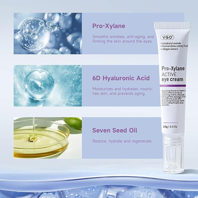 VGO Skin Care Set, with Snail Mucin 92% Moisturizer, Vitamin C Serum & Pro-Xylane Active Eye Cream, 3-Step Skin Care Kit, Day & Night Skincare Routine