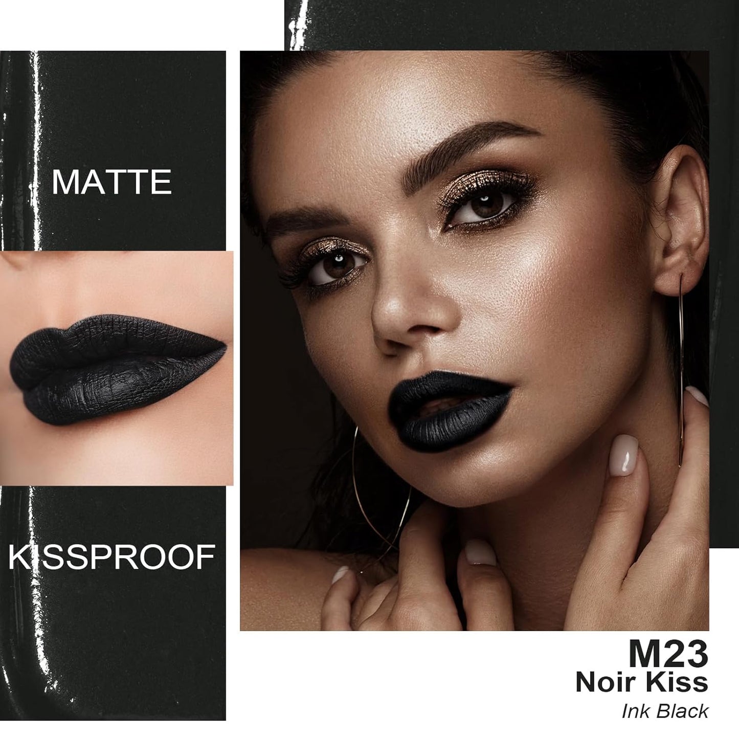 Oulac Red Black Purple Christmas Lipstick Set for Women, Matte Liquid Lipstick Long Lasting High Impact Creamy Matte Lip Gloss, Rich Colour Formula with Vitamin E & Rose Oil