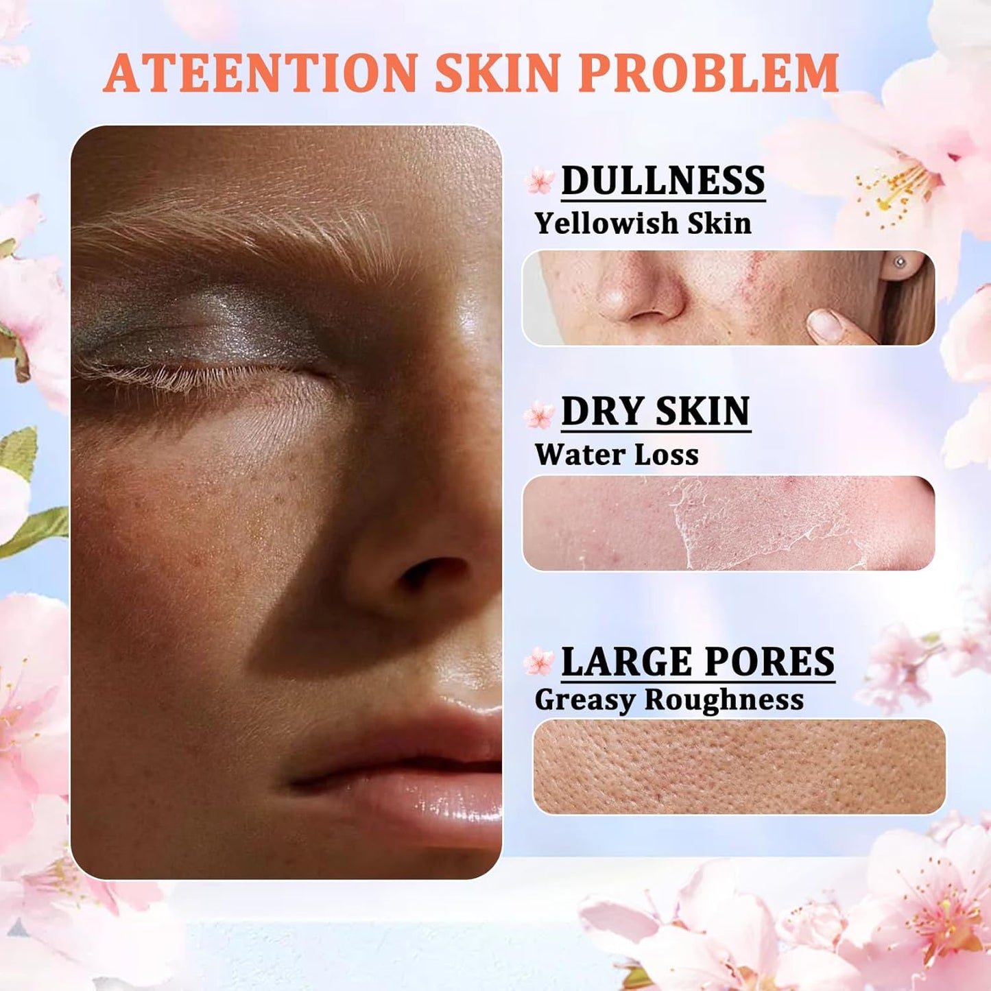 8PCS Sakura Skin Care Set,Hydrating Skin Care Kit Gift Set for Women and Girls,Moisturizing Skincare Set Facial Kit with Cleanser,Face Serum,Face Masks,Facial Cream,Toner and Eye Cream