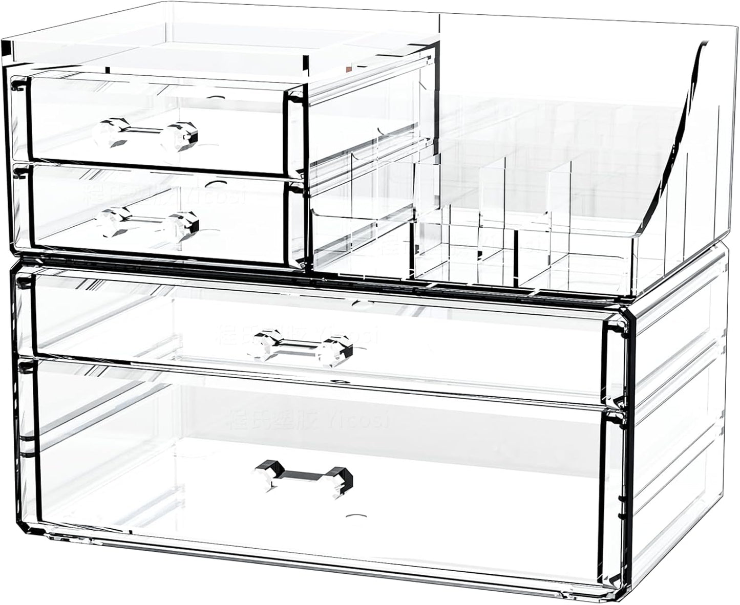 Small Make up Organizers and Storage with 4 Drawers,Clear Skincare Organizers,Cosmetic Storage for Dresser Top Organizer,Bathroom,Vanity,Countertop Makeup Organizers for Skin Care and Beauty Organizer