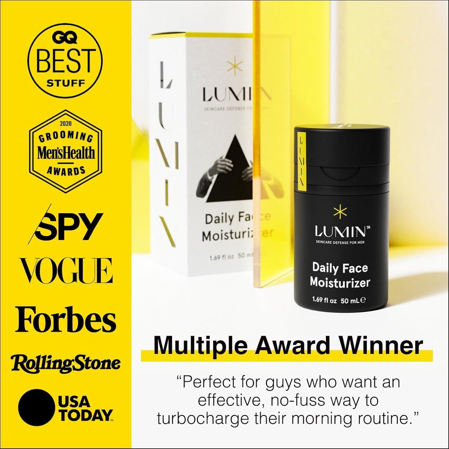 Lumin Daily Face Moisturizer for Men – Lightweight Hydrating Cream with Niacinamide, Men’s Face Lotion for Normal, Combination & Sensitive Skin, Korean Skincare, Smooth & Nourishing, 50ml