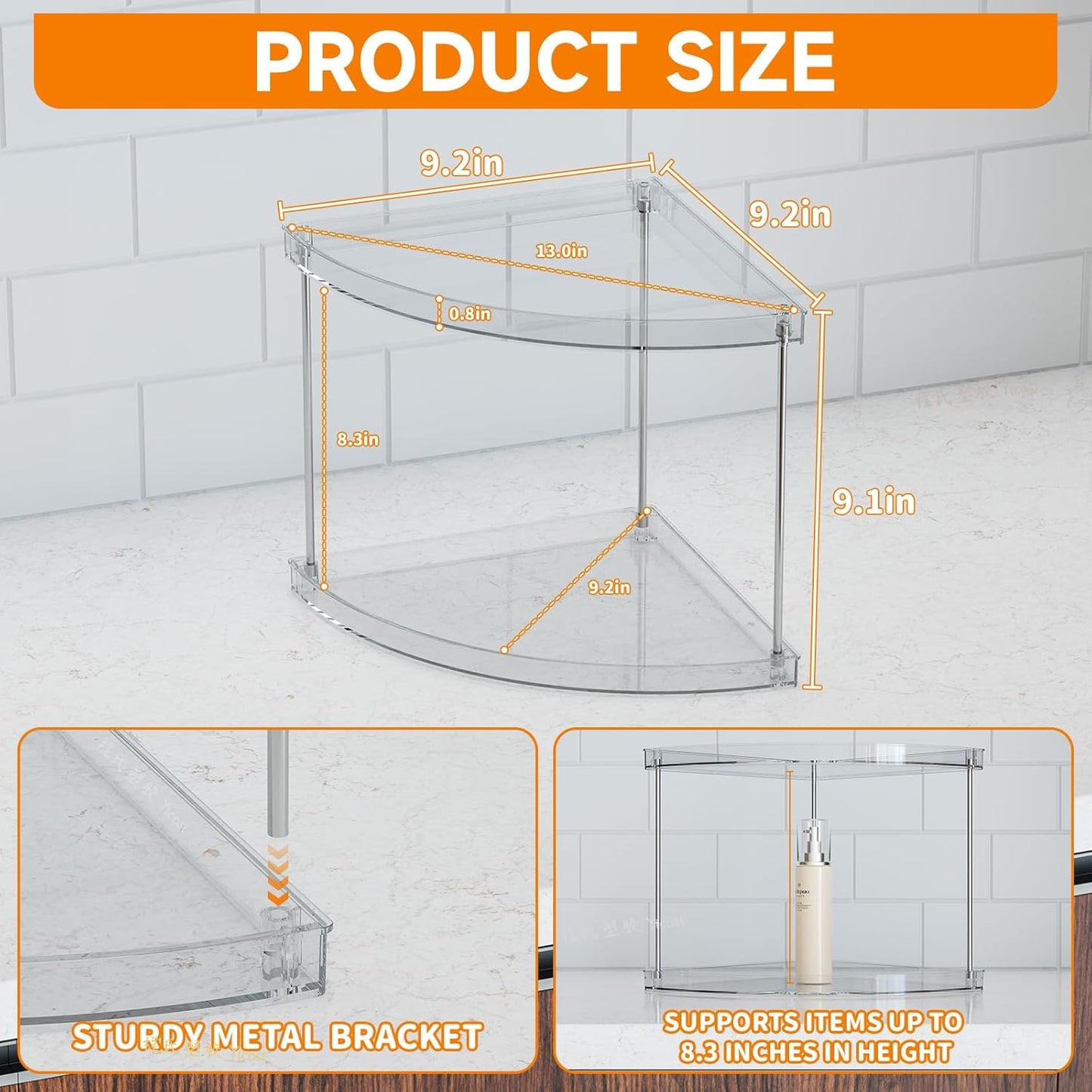 Yieach Clear Corner Bathroom Counter Organizer,2Tier Tiered Countertop Corner Shelf for Perfume,Beauty Products,Makeup Organizer,Skincare Organizers,Vanity Storage Tray for Bedroom,Bathroom Sink Shelf