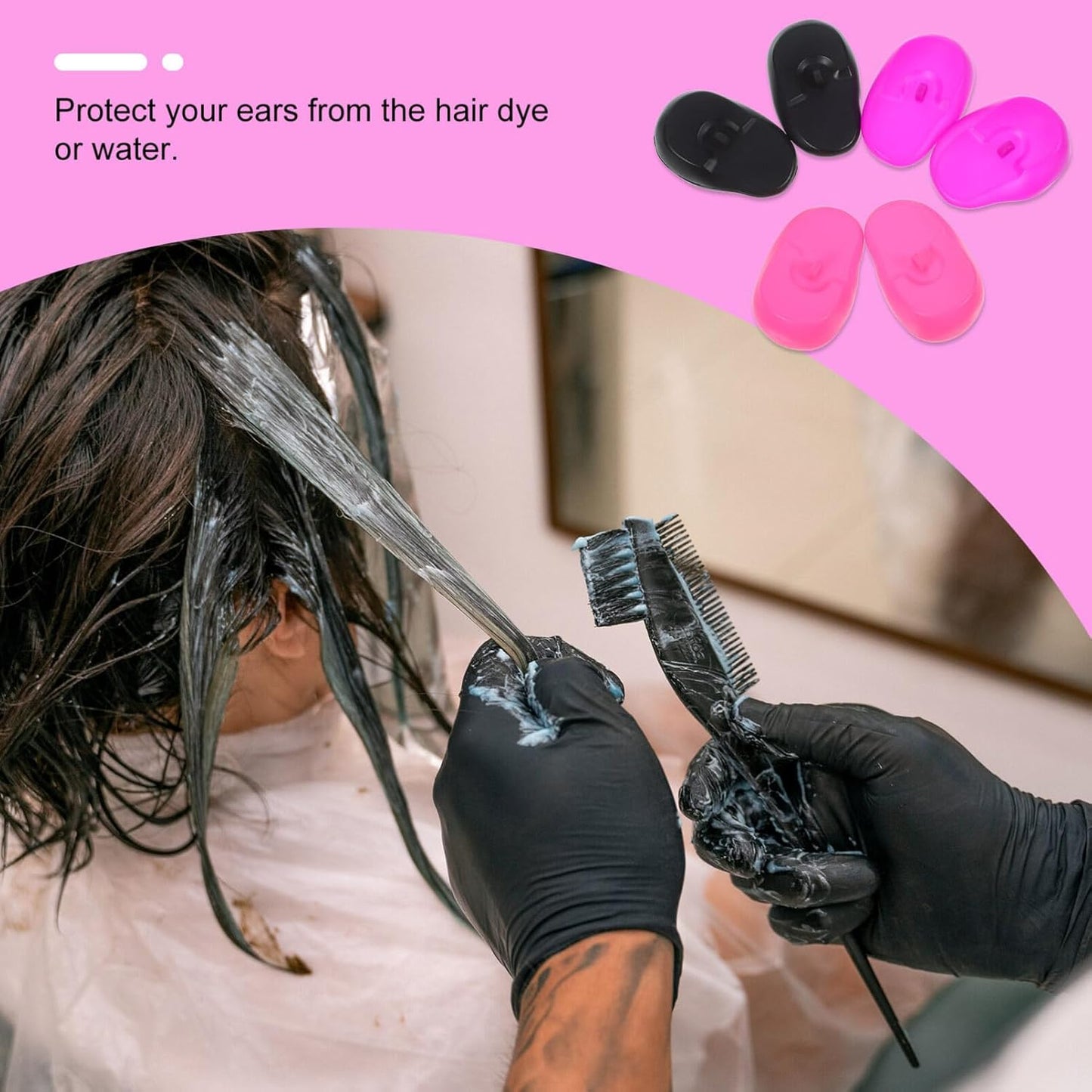 Hairdressing Ear Cover:3 Pairs Waterproof Silicone Earmuffs for Hair Dye, Flat Iron, Straightener, Hot Styling Tools - Heat Protection Cover