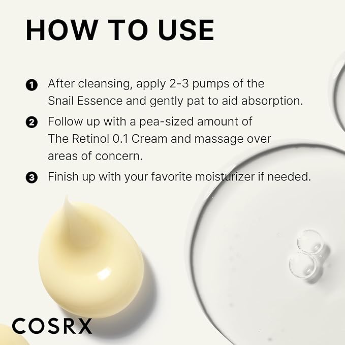 COSRX Glass Skin Starter Set, Amazon Exclusive, Advanced Snail 96% Mucin Power Essence & Retinol 0.1% Cream Mini Sample, Daily Hydrating & Firming Korean Skin Care Kit, Gift Set