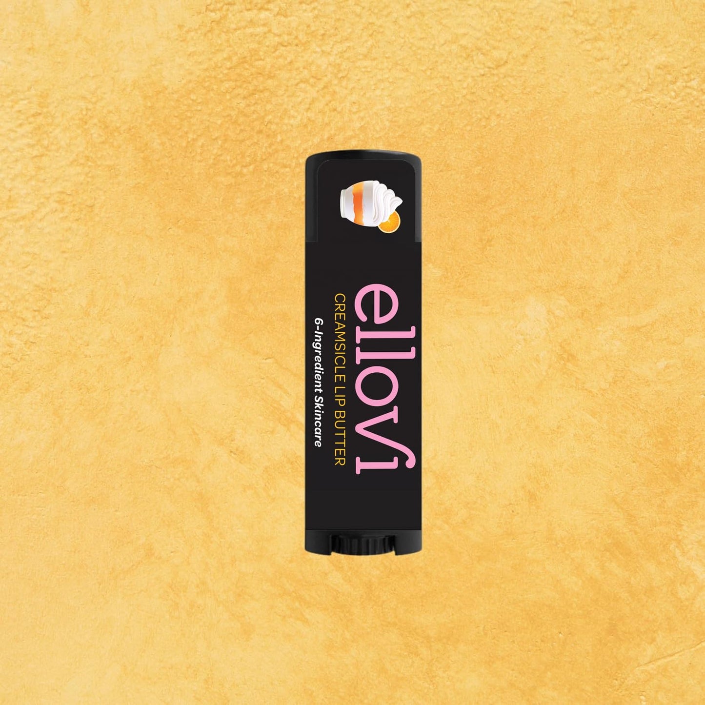 Ellovi Natural Lip Butter Lip Balm - Creamsicle - Pure Enough to Eat - Made With Just 6 Vegan Ingredients - 100% Natural & Organic Moisturizing Lip Care for All Day Hydration (Single)