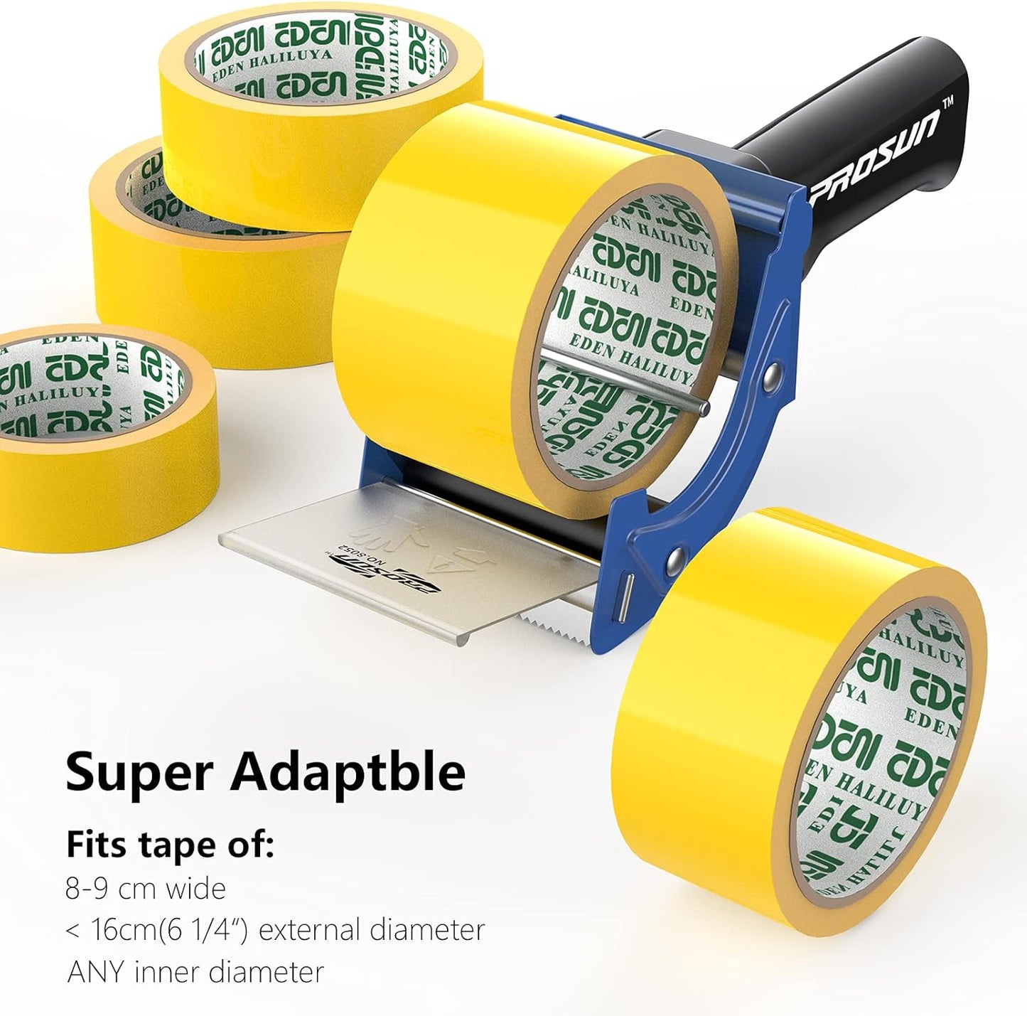 Fast Reload 3 Inch Wide Large Tape Gun Dispenser Packing Packaging Sealing Cutter (TG04-BLU)