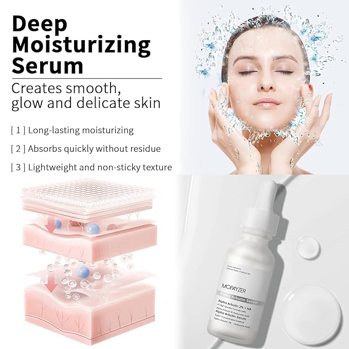 Alpha Arbutin 2% + HA Serum for Anti Aging & Wrinkles, 1 PCS Moisturizing Alpha Arbutin Serum 2% with Hyaluronic Acid, Niacinamide for Acne & Spots, Hyaluronic Acid Essence for Face.