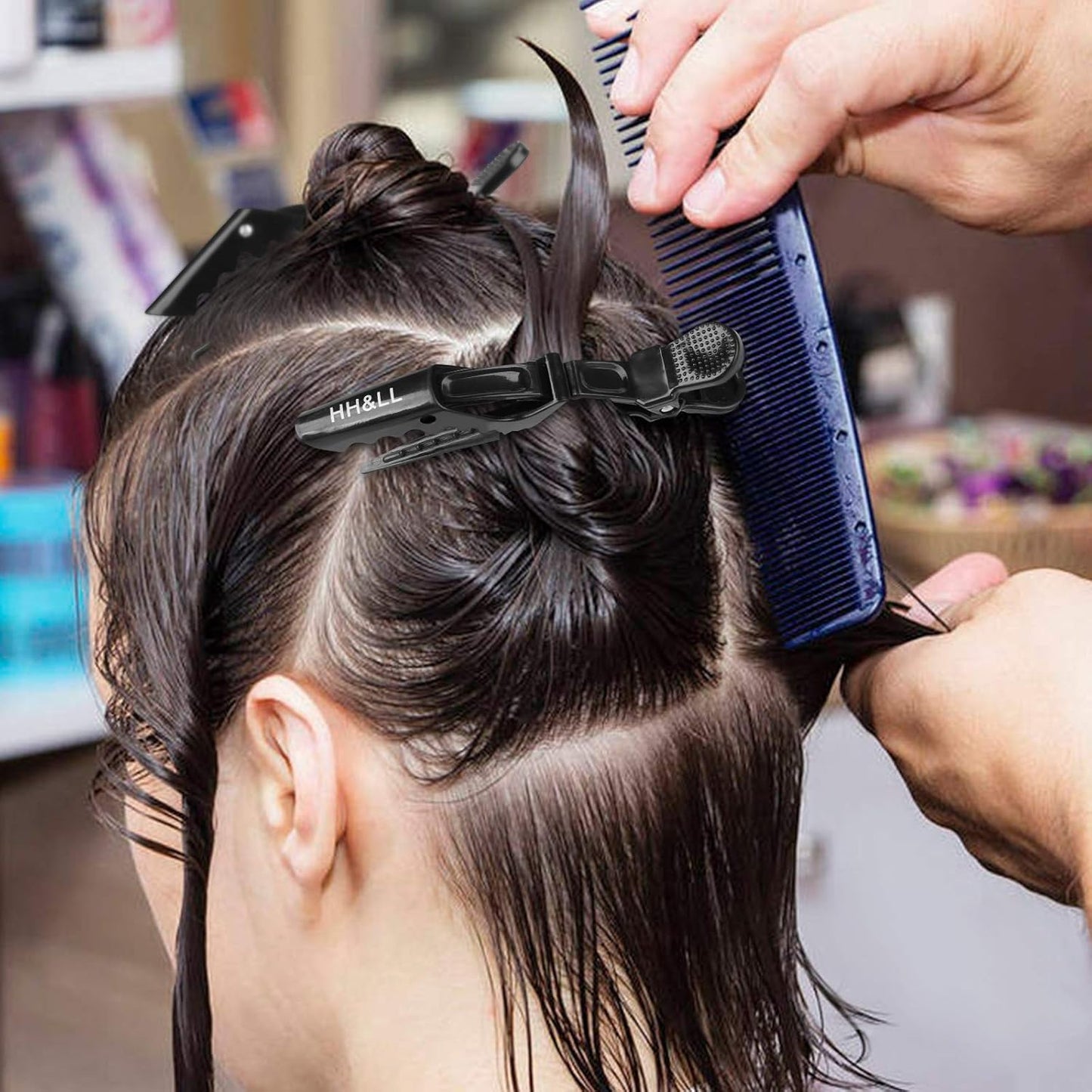 HH&LL Hair Clips for Women – Wide Teeth & Double-Hinged Design – Alligator Styling Sectioning Clips of Professional Hair Salon Quality - 10Pack