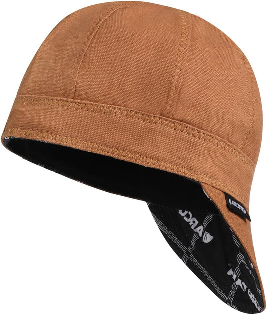 ARCCAPTAIN Reversible Welding Cap, 8 Panel Protective Welders Cap, 10 oz Fireproof Cotton Comforts for Safety and Protection While Welding to Men Women, Khaki, 7 7/8