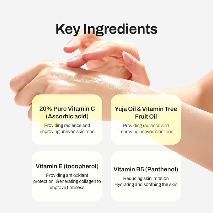 Yuja Vitamin C 20 Glow Serum - Korean Vitamin C Serum for Face with Yuja Oil - Dark Spot Correcting Glow Serum for Radiance, Enhancing Skin Clarity, and Improving Skin Tone and Elasticity -1.01 fl.oz