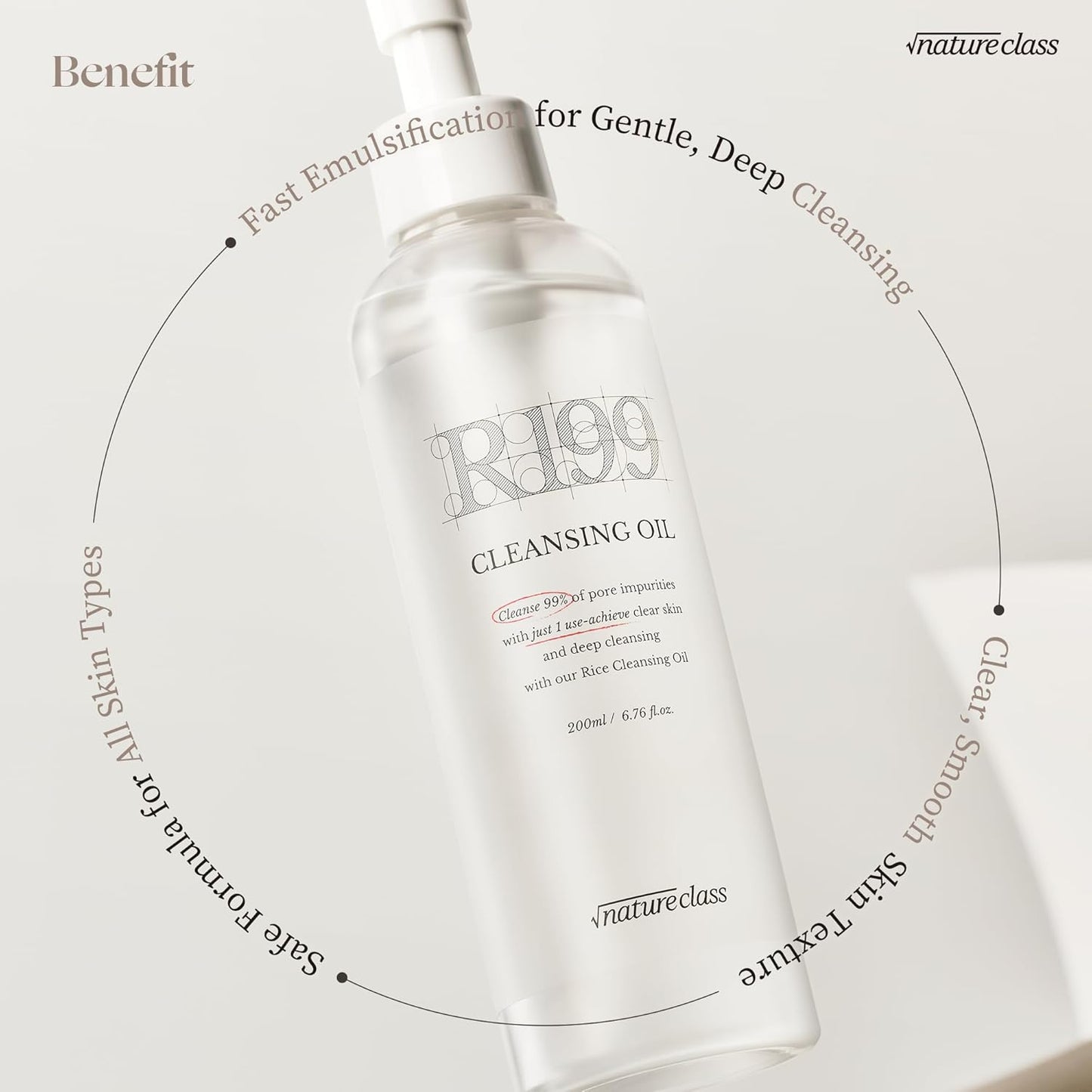 R199 Rice Cleansing Oil- Fast Emulsification, Pore-Cleansing, Blackhead Removal without Clogging Pores, Makeup Dissolving, and Hydrating Formula, Korean Skincare 6.76 Fl Oz