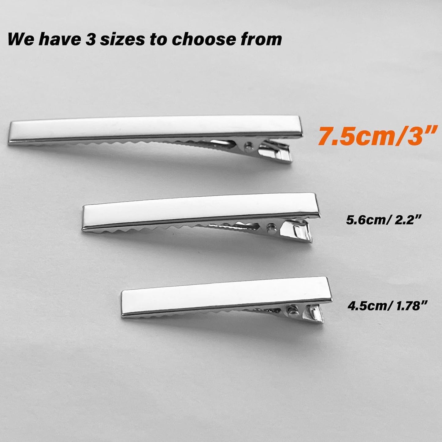 60Pcs Alligator Hair Bows & Clips for Crafts (7.5cm/ 3"), Gator Metal Clip, Hairdresser Supplies for DIY Bow Making, Large Plain Clips for Dreadlock Dreads Retwist 3"