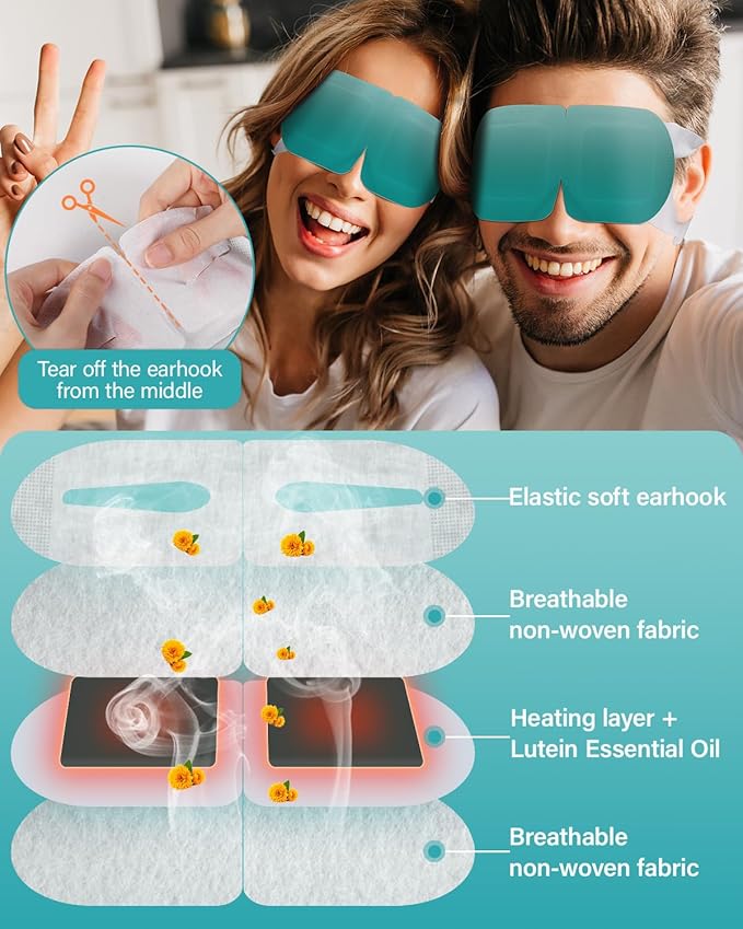 ProCIV 16 Packs Steam Eye Mask Lutein, Heated Eye Masks Relaxing Gifts for Women Soothing Eye Fatigue Hot Sleep Mask, Warm Eye Compress for Dry Eyes, Disposable Eye Mask for Travel Essentials