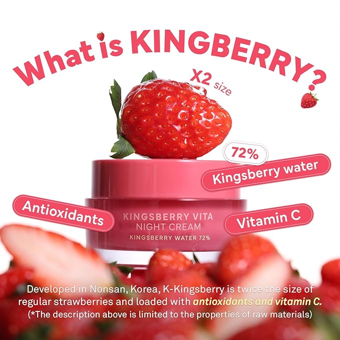 HINCE KINGSBERRY VITA NIGHT CREAM - Jelly Cream, Dullness Improvement, Niacinamide, Face Moisturizer for Dry Skin, Gives Hydration and Glass Skin Overnight, Korean Skincare (1.69 fl.oz)