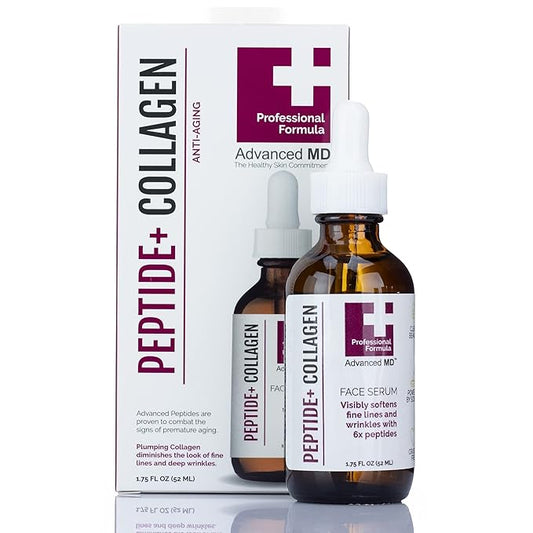 Collagen & Peptides Plumping Skin Care Facial Serum, Anti Aging Face Skincare Serum Helps Reduce Appearance Of Age Spots, Aging Complexions, Sagging Skin, & Wrinkles, Large 1.75 Fl Oz