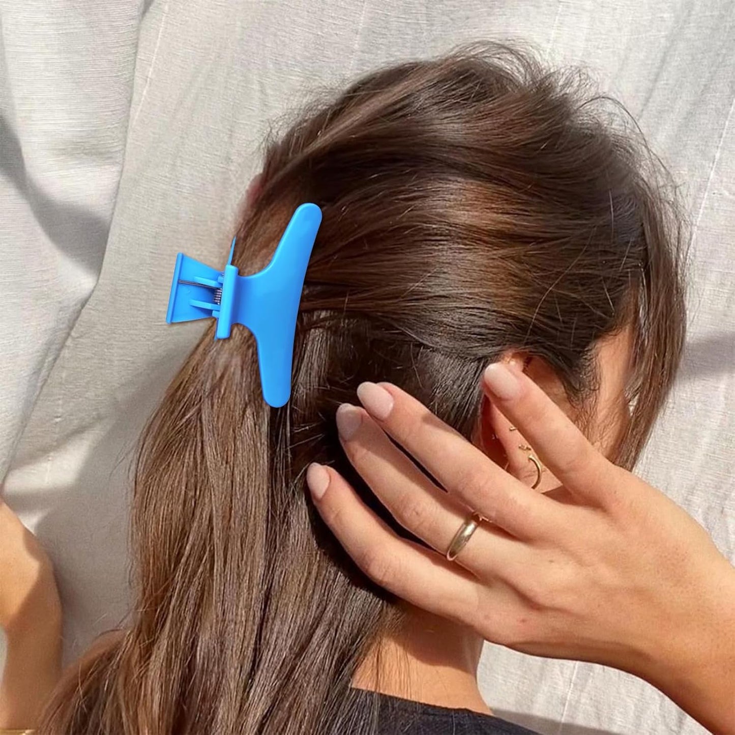 Ondder Blue Hot Pink Butterfly Hair Claw Clips for Styling, Sectioning, Makeup, Pro Hair Clamp Clips for Women, Girls