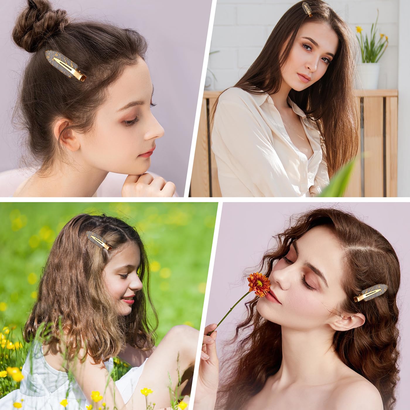 KesaPlan 12PCS No Bend Hair Clips, Gold Glitter No Crease Hair Clips for Styling, Creaseless Flat Duckbill Hair Barrette for Makeup, Hairstyle Accessories for Women Girls Bridesmaid Gifts