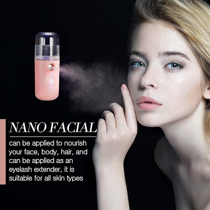 Honoson 2 Pieces Nano Facial Mister 30 ml Mini Face Humidifier Portable Facial Sprayer USB Rechargeable Handy Skin Care Machine for Face Hydrating, Daily Makeup (Coral Orange and White)