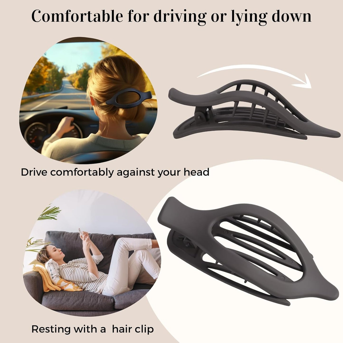 8 Pack Flat Brown Hair Clips – Neutral Matte French Brown Claw Clips for Women, Strong Hold Non-Slip Hair Barrettes for Everyday Office or Coffee Look