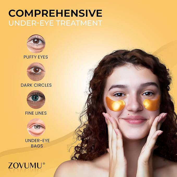 Under Eye Patches (10 Pairs) 24K Gold Skin Care Eye Mask - Puffy Eyes & Dark Circles Treatments - Eye patches Pads With Collagen, Hyaluronic Acid & Castor Oil, Skin Care for Men & Women Gift