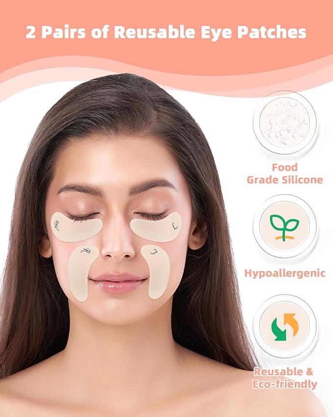 Under Eye Patches Silicone - 2 Pairs Reusable Eye Patches, Eye Wrinkle Patches, Reusable Under Eye Mask, Plump Fine Lines & Wrinkles, Cream