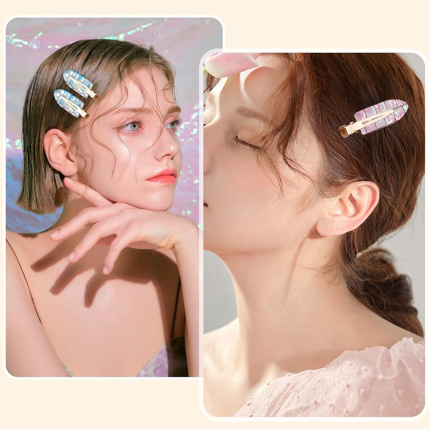 KesaPlan 10PCS No Bend Hair Clips, No Crease Hair Clips for Styling, Acrylic Resin Flat Duckbill Clips, Colorful Bang Seamless Hair Barrette for Women Girls makeup hairstyle Accessories