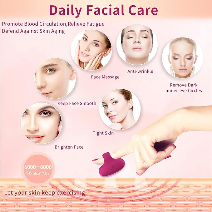 Handhold Portable Facial Mini Massage Ball, Quiet Waterproof USB Rechargeable Powerful Multifunctional Vibrating Travel Pocket Face Eye Finger Joint and Neck Jaw Massager (Deep Rose)