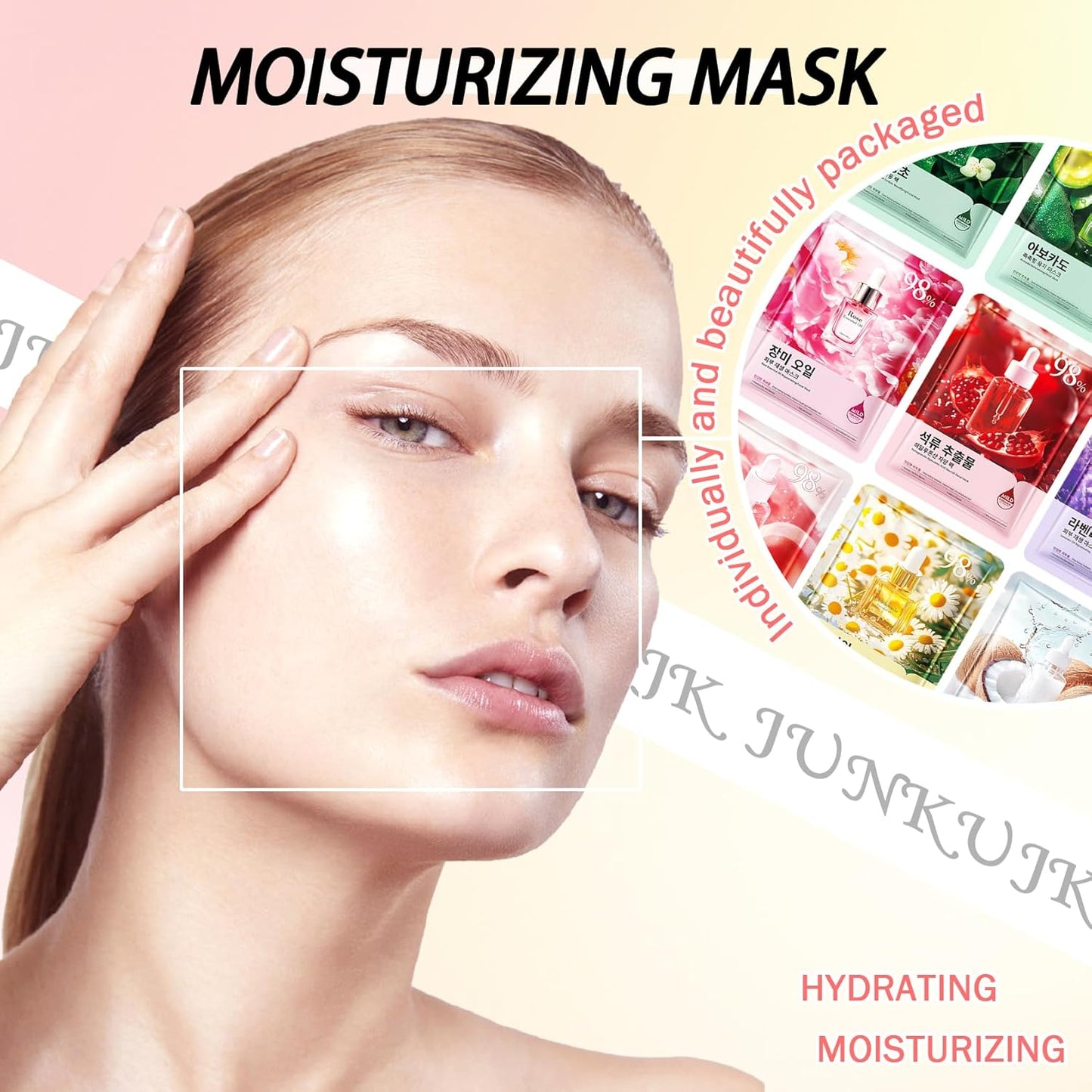 10PCS Hydrating Facial Sheet Mask,Moisturizing Face Masks Skincare Gift Set,Long Lasting Face Mask Skin Care & Facial Mask Kit for All Skin Types 21
