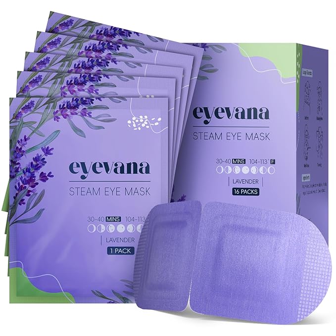 16 Packs Steam Eye Mask, Self Heating Warm Compress for Dry Eyes, Disposable Heated Eye Mask for Sleep, Spa, Travel Essentials & Relaxation Gifts for Women, Stocking Stuffers (16, Ultra-Soft Lavender)