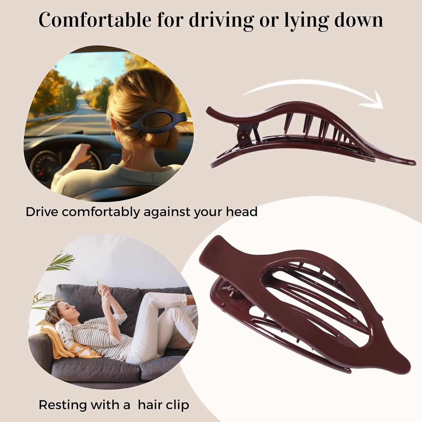 8 Pack Glossy Flat Hair Clips for Women – Large No-Slip Claw Barrettes in Black, Navy Blue, Gray & Wine Red, Shiny Finish Strong Hold for Thick & Thin Hair