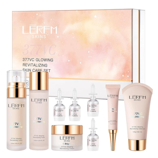 Skin Care Set 9 in 1 Facial Cleanser, Toner, Serum, Face Lotion, Cream & Eye Cream – Hydrating, Anti-Aging &Brightening Daily Routine for Glowing Skin