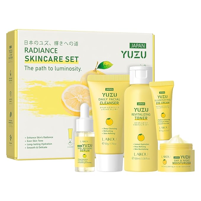 Skin Care Set, Gifts for Women, Skin Care Routine Kit for Women, Skincare Gift Set with YUZU Cleanser, Toner, Serum, Eye Cream, Face Cream Mother's Day Christmas Birthday Daughter Wife