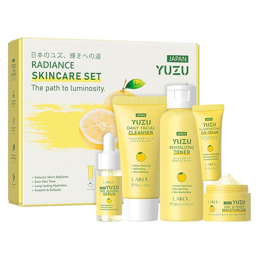 Skin Care Set, Gifts for Women, Skin Care Routine Kit for Women, Skincare Gift Set with YUZU Cleanser, Toner, Serum, Eye Cream, Face Cream Mother's Day Christmas Birthday Daughter Wife
