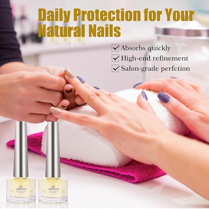 ADHERE Cuticle Oil for Nails Professional Nail Oil 8ML, Jojoba Nail Cuticle Oil Contains Vitamins with Soft Brush, for Nourishing, Hydrating, Dry Rough Nail Care Repair Essential Nail Care（Floral）