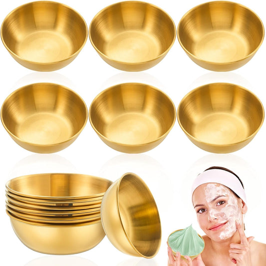 6 Pcs 3. 23 In DIY Face Mask Mixing Bowl Stainless Steel Esthetician Facial Mask Bowl Facial Small Mixing Esthetician Supplies for Lady Women Skincare Home Salon Cosmetic Beauty (Gold)