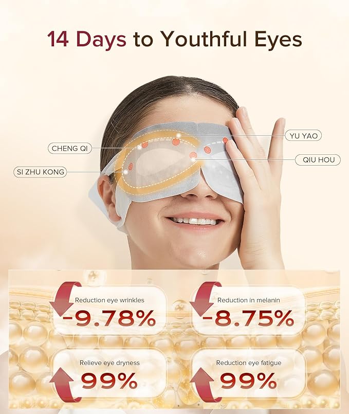 21 Packs Men's Steam Eye Mask, 3D Self Heated, Natural Cotton, Steam Eye Mask for Sleeping, Relaxation, Disposable, Spa, Travel Gifts for Women, Men