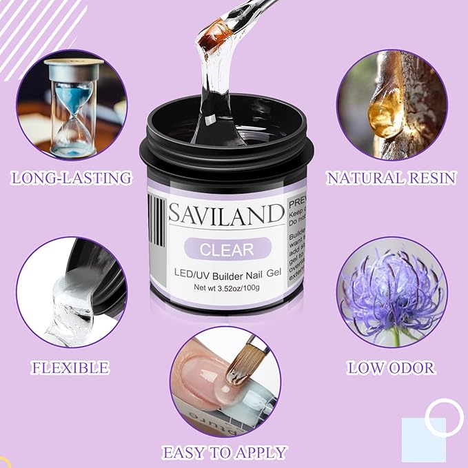 SAVILAND LED & U V Builder Nail Gel and Natural Cuticle Oil Pen