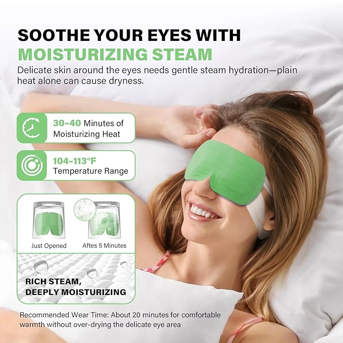 16 Packs Steam Eye Mask, Self Heating Warm Compress for Dry Eyes, Disposable Heated Eye Mask for Sleep, Spa, Travel Essentials & Relaxation Gifts for Women, Stocking Stuffers (16, Unscented)