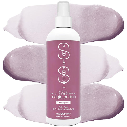 SIMPLY SMOOTH Keratin Reparative Magic Potion Original Leave In Conditioner Detangler & Heat Protection Styling Spray Repair & Reduce Breakage Color Safe & Sodium Chloride Free 16 Oz